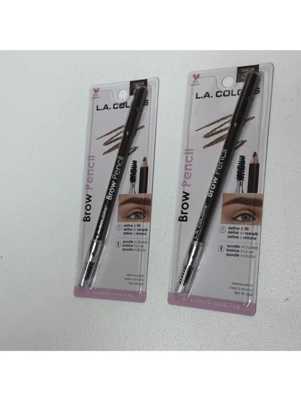 LA Colors Brow Pencil Duo Dark Brown With Spoolie Eyebrow Pencil 2 Pack New